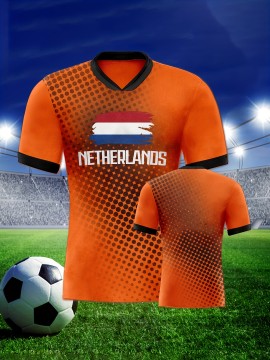 Netherlands Country Home Soccer Jersey T-shirt, Professional Sports Fabric Women's Creative Pattern Print, As Gifts For Sports Fans