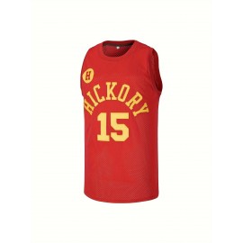 15 Basketball Jersey Stitched Hickory High School Basketball Vest Red S-3XL