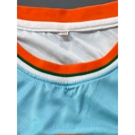 Men's #1 Sky Blue Basketball Jersey - Embroidered, Loose Fit, Micro-Elastic Polyester, Round Neck, Sizes S-XXXL - Ideal for Team Sports, Casual Wear & Training, Sports Jersey|Sporty Look|Polyester Fabric, Best for Christmas