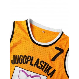 Men'S # 7 Yellow Basketball Training Jersey Breathable Mesh Vest V-neck Sleeveless Sports Shirt Suitable For Sports And Casual Wear Size S-3XL