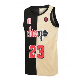 Men's #23 -Inspired Basketball Jersey, Breathable & Quick-Dry Nylon/Spandex Mesh Tank Top with Sleeveless Crewneck - Ideal for Training & Sports Events