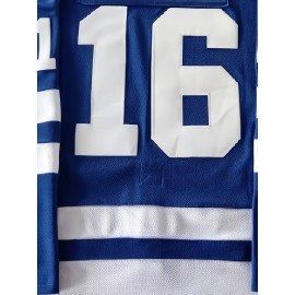 Men'S #16 Vintage Blue Ice Hockey Jersey With Embroidery Stitched Letters And Numbers S-XXXL