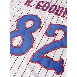 Men's #82 Benchwarmers Vintage Baseball Jersey - Reedy Richie Goodman Pinstriped Retro Sports Shirt, Moisture-Wicking Polyester, Loose Fit for Parties, Casual & Athletic Wear