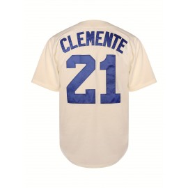 Men's #21 Vintage Baseball Jersey Shirt - Retro Style, Short Sleeve, V-Neck, Polyester, Breathable, Lightweight, Athletic Fit, Machine Washable, for Baseball, Parties, and Casual Wear