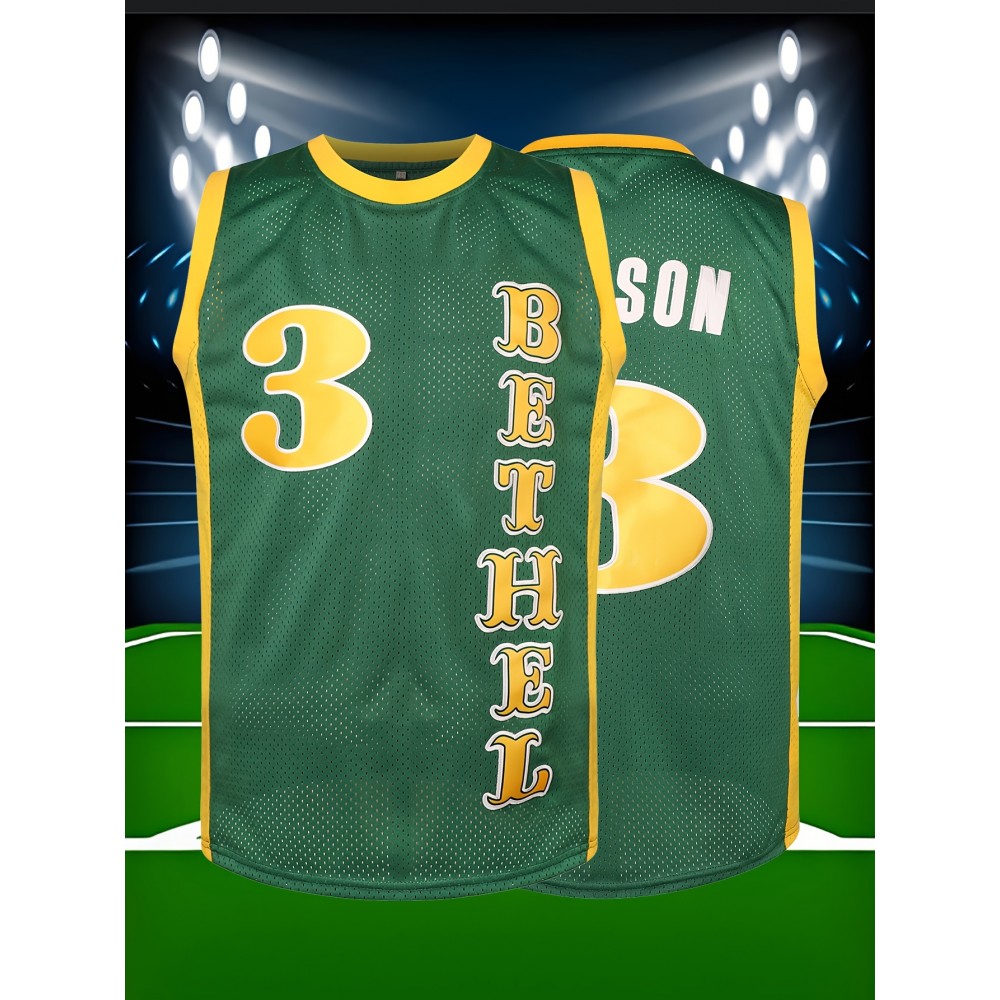 Men'S # 3 Embroidered Basketball Shirt Breathable And Comfortable Sleeveless Sportswear Suitable For Training, Competition, Sports S-3XL