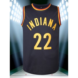 Men's #22 Indiana Park Basketball Jersey - Breathable, Comfortable Sleeveless Sports Training Uniform with V-Neck Design, Black, Sizes S-3XL, Team Sports Uniform | Relaxed Fit Jersey | Glossy Fabric