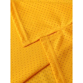 Men's Polyester Basketball Jersey # 14 Yellow V-neck Sports Vest, Breathable And Comfortable, Slightly Elastic Knitted Fabric Suitable for Casual Training, Beach And Weekend Wear, Suitable for Adult Couples S-3XL