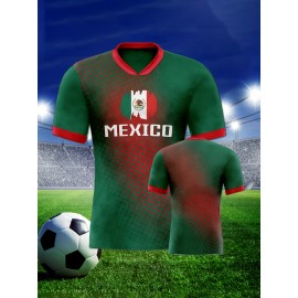 Professional Sports Fabric Women's Creative Graphic Print South American National Team Football Jersey T-Shirt, As Gifts For Sports Fans