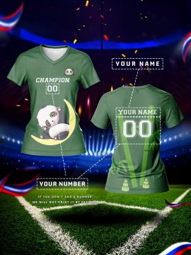 Customized Women's V-Neck Football Jersey - Personalized Name & Number, Breathable Quick-Dry Fabric, Team Training & Casual Wear with Cute Cartoon & Champion 00 Design, Spring Summer Fall Sports Apparel, Durable Sports Gear