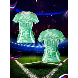 Customized Women'S V-Neck Football Jersey, Polyester 100%, Quick-Dry Knit Fabric, All Over Print, Regular Length, Slight Stretch, Breathable for Training & Fitness, Spring/Summer/Fall Sports Top