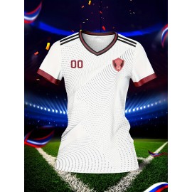 Customized Name & Number Women's V-Neck Football Jersey - Breathable Quick-Dry Moisture-Wicking Fabric, Team Training & Casual Wear with All-Over Print Design, Regular Fit for Spring Summer Fall, Personalized Football Jersey, Durable Sports Apparel
