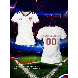 Customized Name & Number Women's V-Neck Football Jersey - Breathable Quick-Dry Moisture-Wicking Fabric, Team Training & Casual Wear with All-Over Print Design, Regular Fit for Spring Summer Fall, Personalized Football Jersey, Durable Sports Apparel